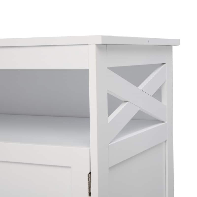 Double Door Free Standing Accent Storage Cabinet For Kitchen Dining White