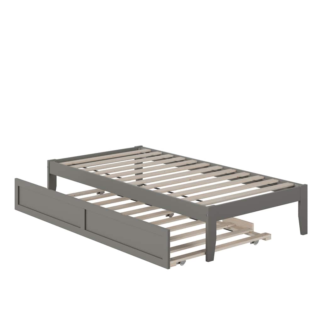Colorado Twin Platform Bed with Twin Trundle in Grey