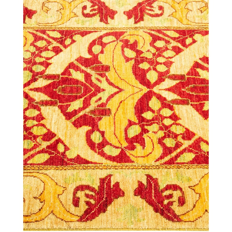 Overton Hand Knotted Wool Contemporary Floral Red Area Rug - 3' x 5'