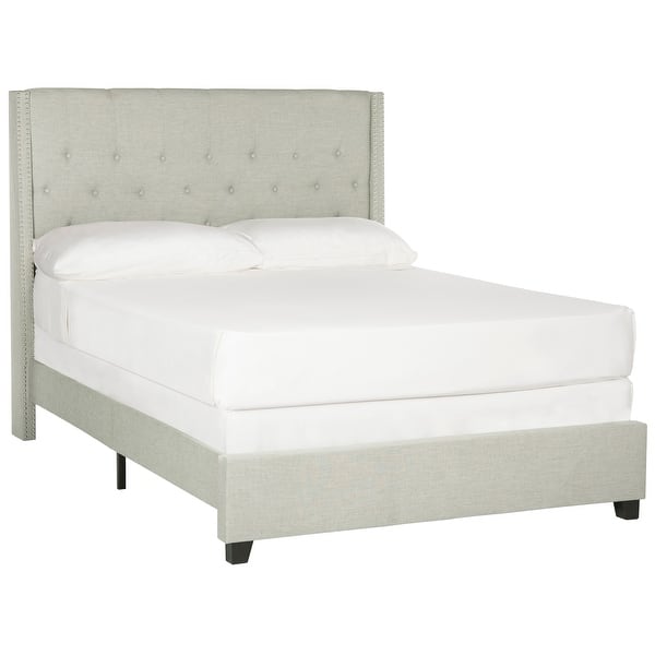 slide 2 of 8, SAFAVIEH Winslet Tufted Upholstered Wingback Linen Home Accent Light Grey - Full