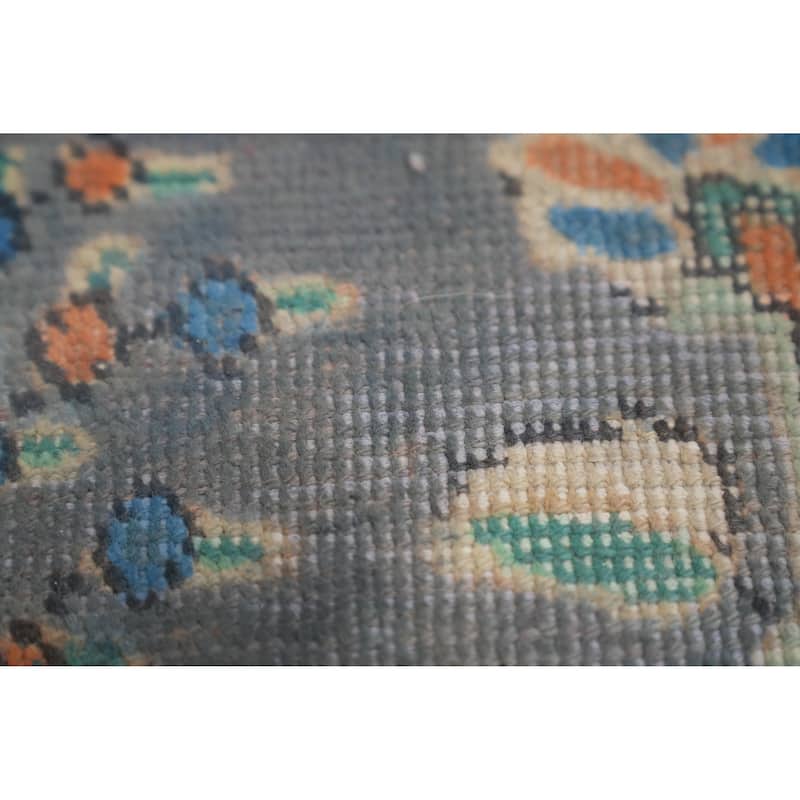 Slate Blue Tabriz Persian Vintage Area Rug Hand-Knotted Wool Carpet - 6'2" x 9'5"
