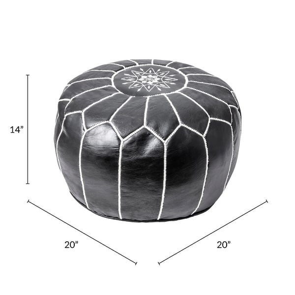dimension image slide 3 of 7, nuLOOM Handmade Moroccan Leather Ottoman Pouf