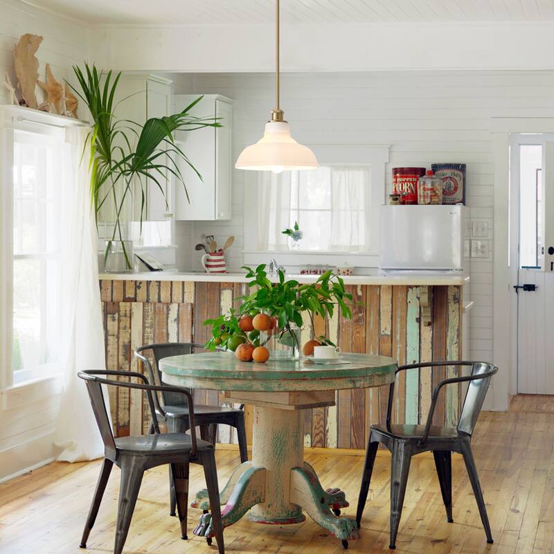 1-Light Adjustable Dome Shaded Pendant Light with Cream Glass Shade, Semi Flush Mount Chandelier for Dining Room Living Room