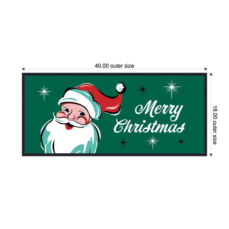 Kate and Laurel Sylvie Beaded Retro Santa Merry Christmas Framed Canvas by Heather Dutton