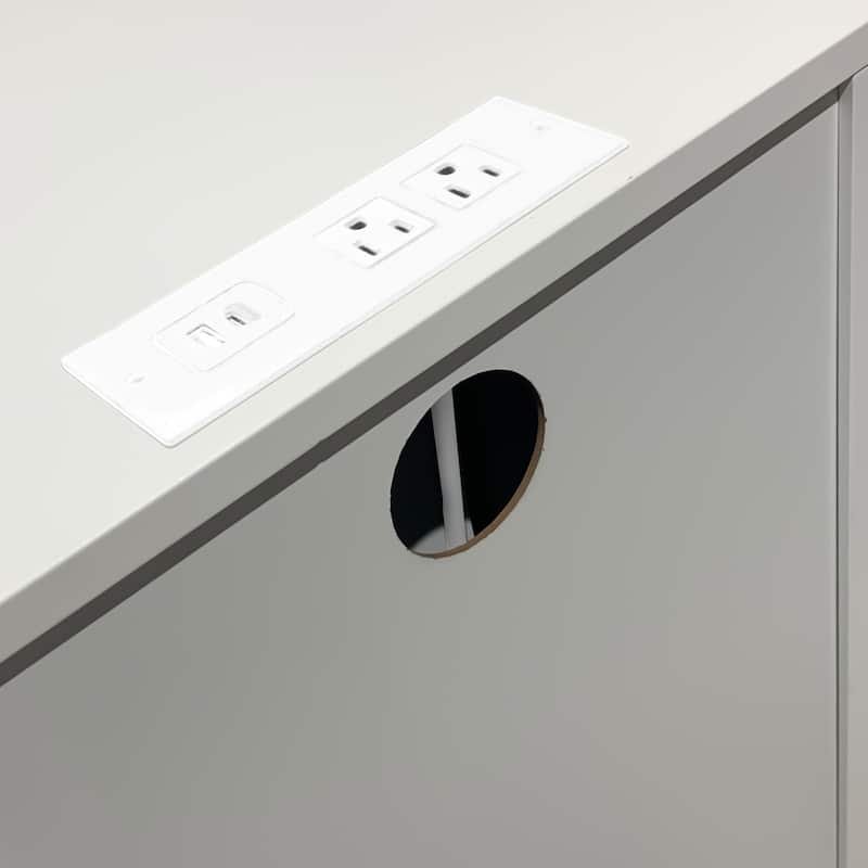 3-Drawer Nightstand with Charging Station,USB Ports and Power Outlets