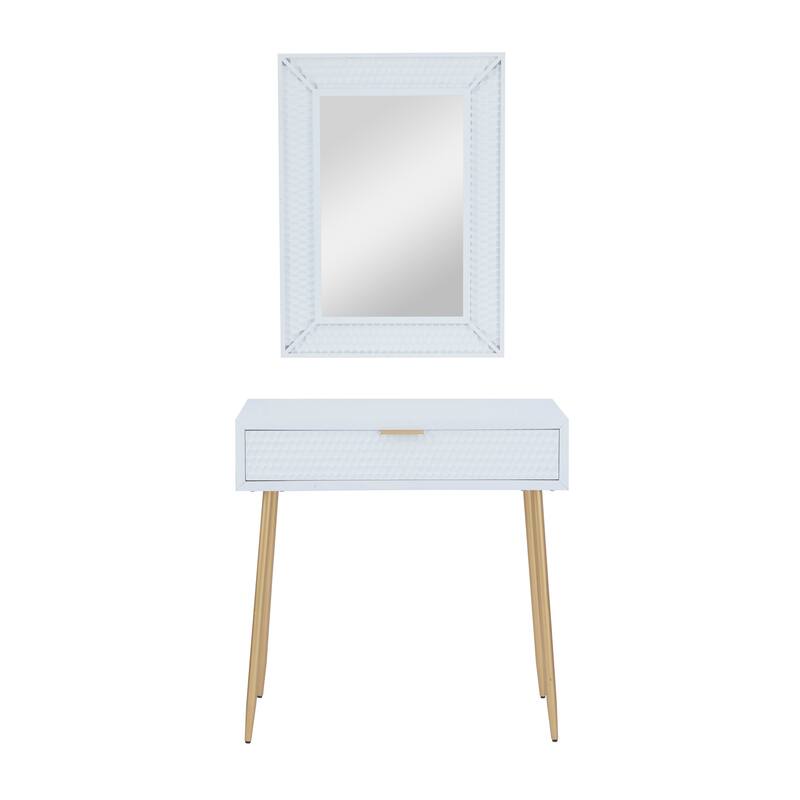 Wood Contemporary Console Table with Mirror (Set of 2) - S/2 31", 31"H