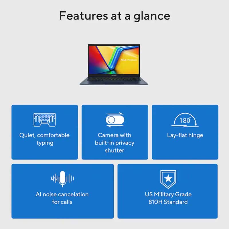 ASUS Vivobook 14 14" FHD Laptop - Intel 13th Core i5-1334 - 12GB Memory, 256GB SSD (Quiet Blue)