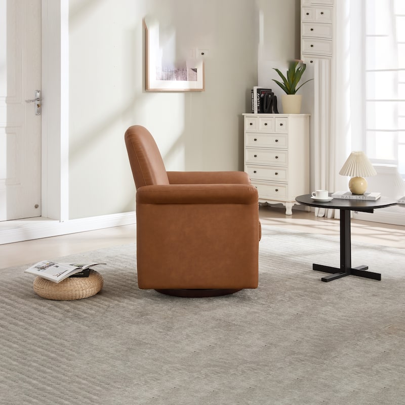 Swivel Accent Chair for Living Room, Modern Upholstered Armchair with Wood Base, Flared Arms for Bedroom Reading Waiting