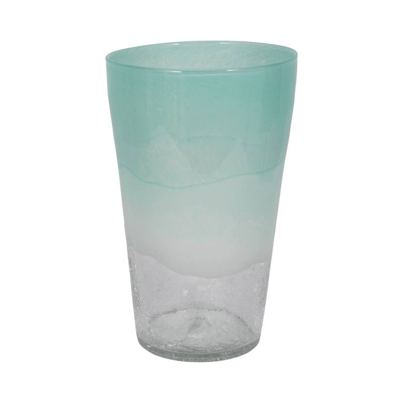 Sagebrook Home Fluted Glass Vase, Aqua Haze