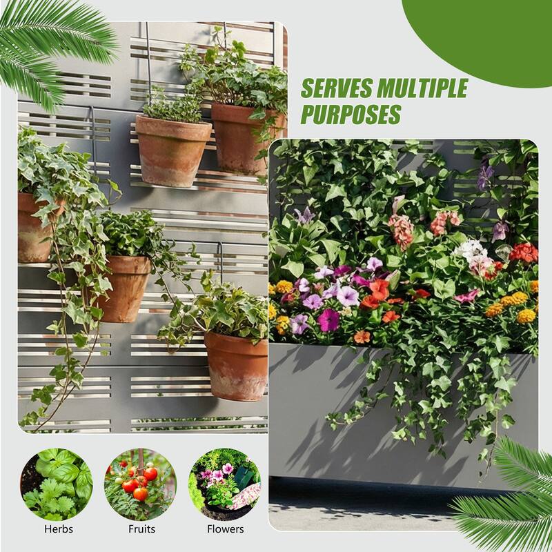 Outdoor Metal Galvanized Privacy Screen Planter Box with Trellis Lockable Wheels