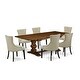 preview thumbnail 2 of 35, Dining Set Included Rectangular Table and Parson Chairs - Distressed Jacobean Finish (Finish & Pieces Option)