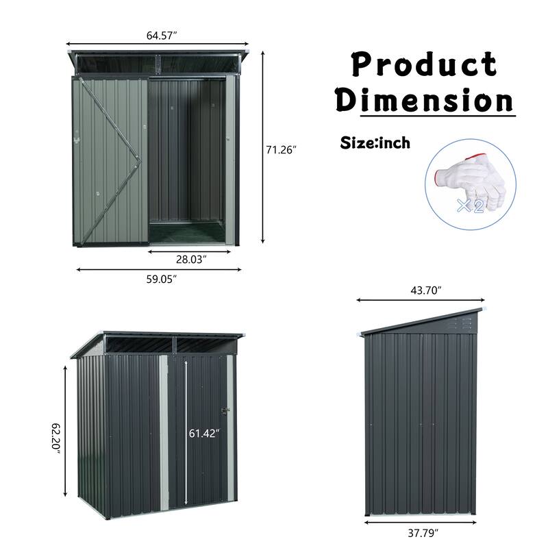Rust-proof Outdoor Metal Storage Shed Garden Shed Waterproof Tool Shed, Hinged Door with a lanch, Corrosion-Resistant