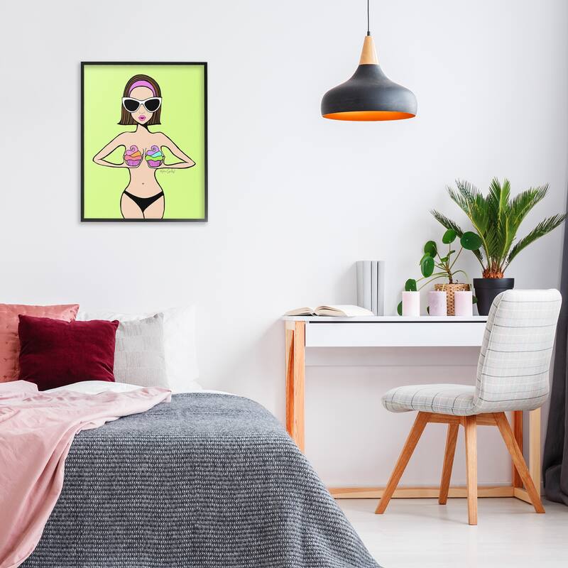 Stupell Glam Summer Gal & Cupcakes Framed Giclee Art Design By Katie Conley