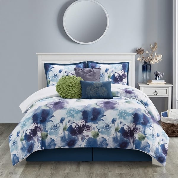 Nanshing Leela 7 Piece Floral Comforter Set - Queen