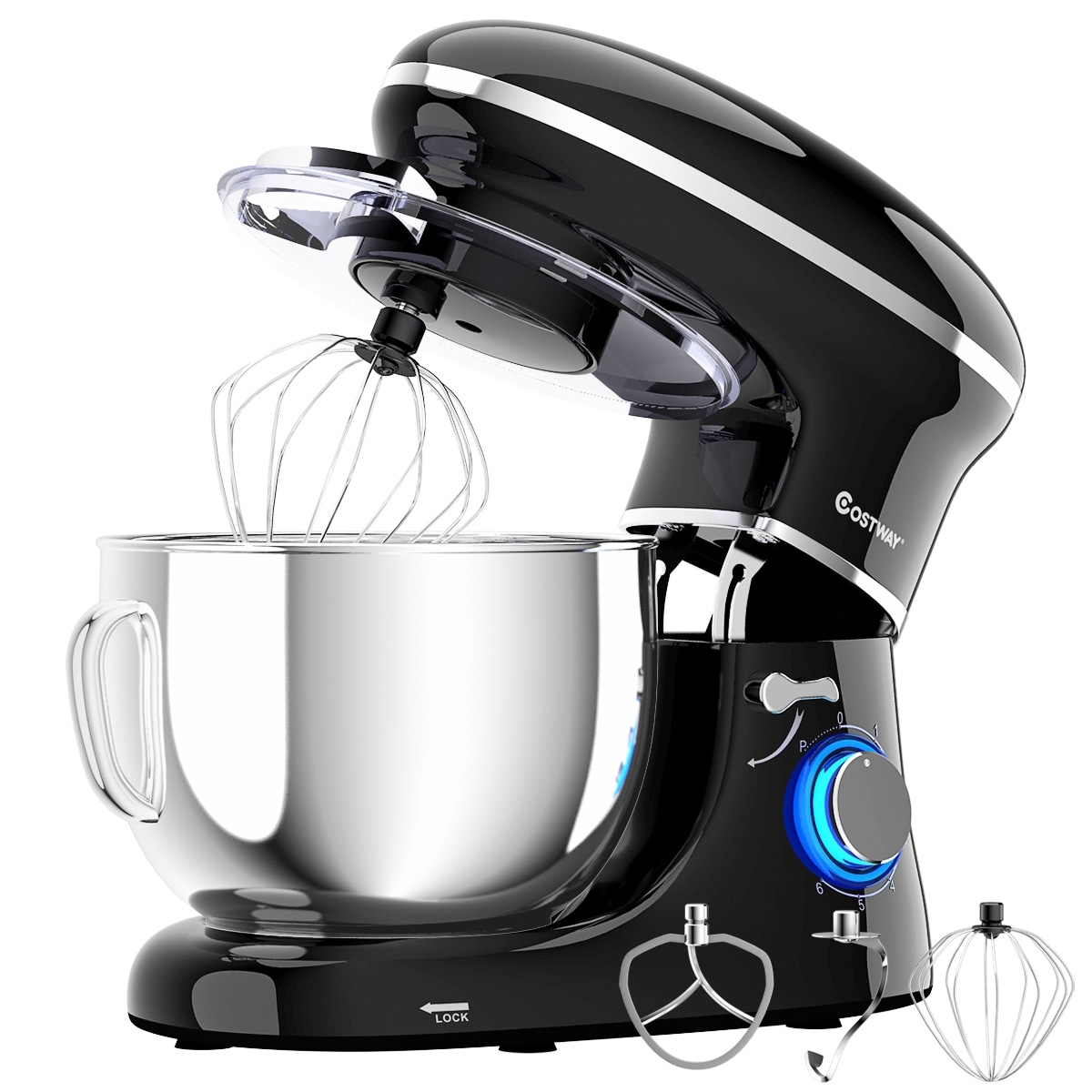 Costway 6.3 Quart Tilt-Head Food Stand Mixer 6 Speed 660W w/Dough