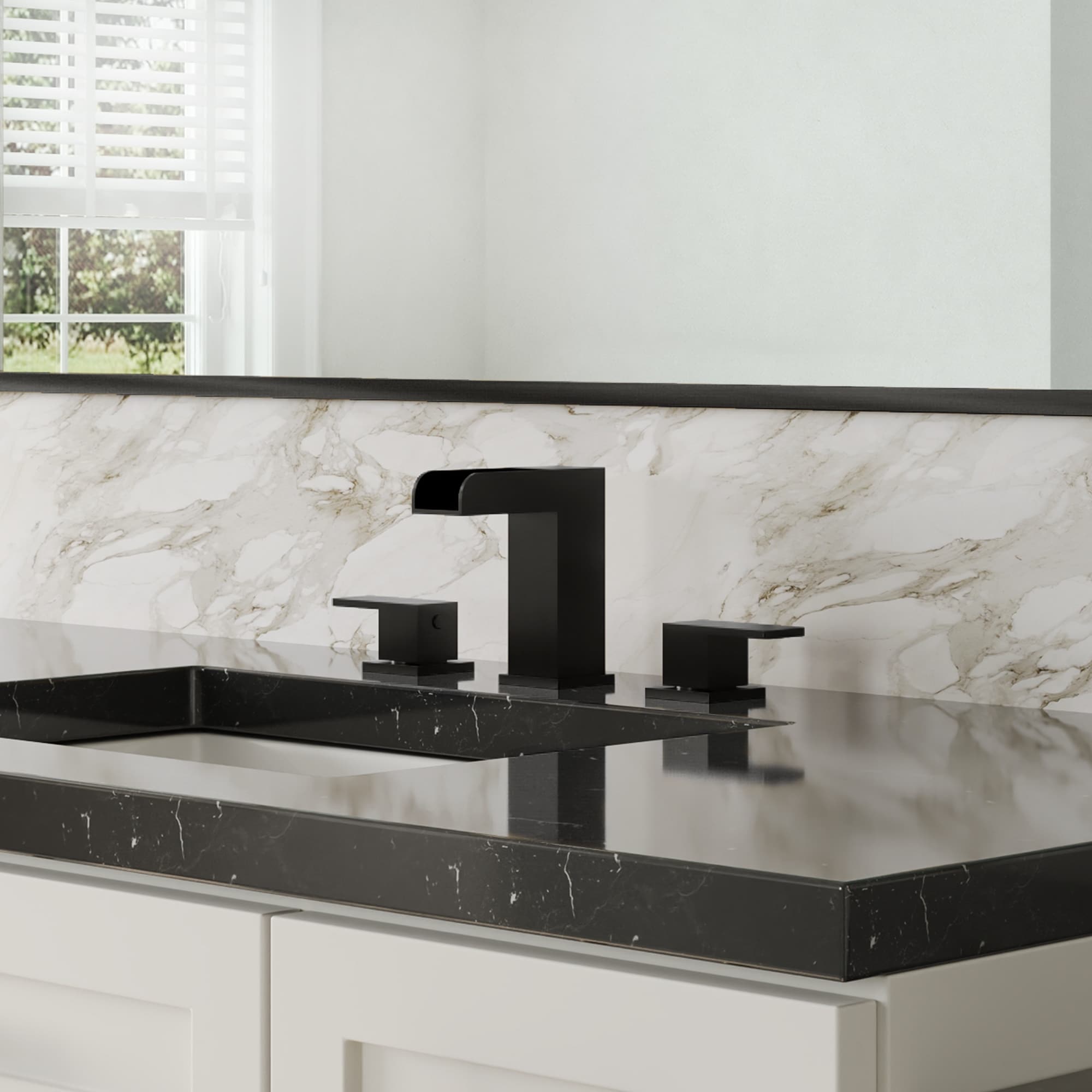 Widespread Bathroom Faucet 3 Hole, 2-Handle Bathroom Sink Faucet with Drain Assembly