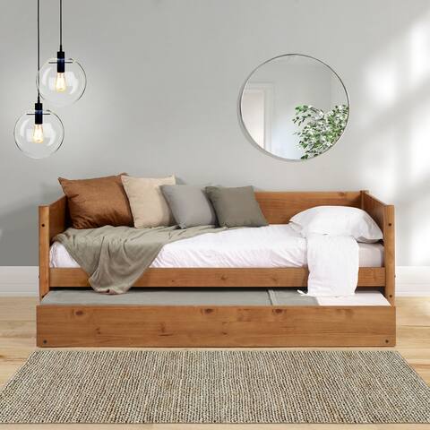 Mid-Century Modern Twin Size Day Bed with Twin Trundle