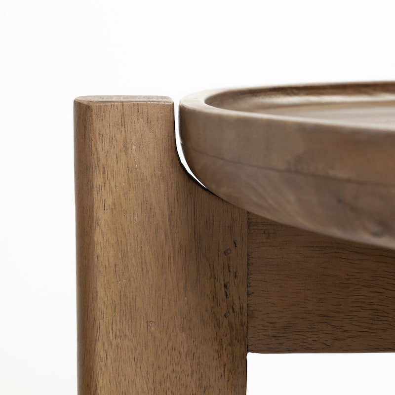Cleaver I Medium Brown Solid Wood Round Accent Table