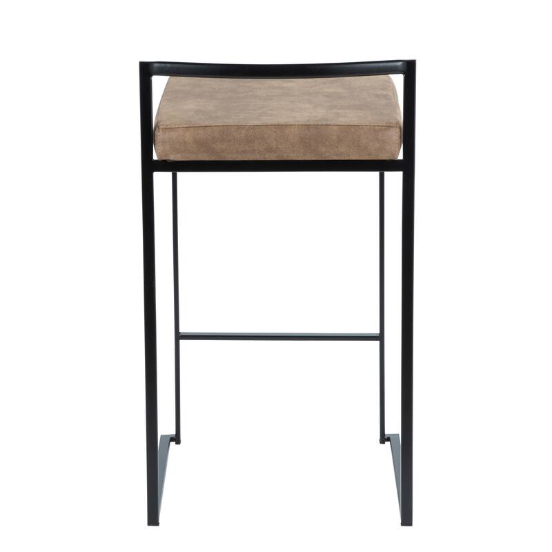 Porch & Den Forrest Contemporary Black Stackable Fully Welded Counter Stool (Set of 2)