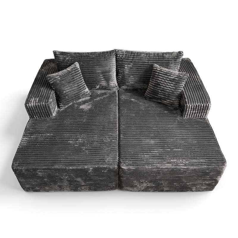 OVIOS Plush Sponge Double Chaise Lounge Sofa