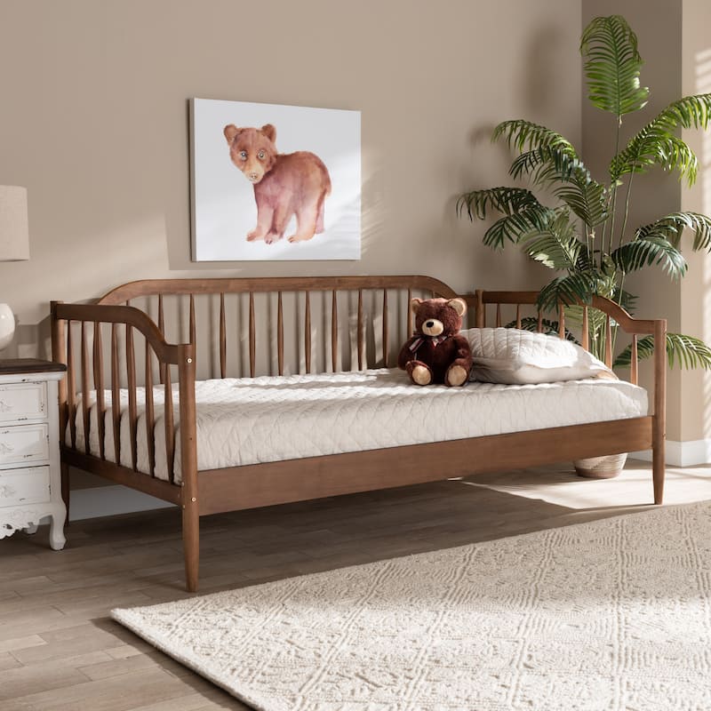 Parson Classic Mid-Century Modern Walnut Brown Wood Daybed-Twin