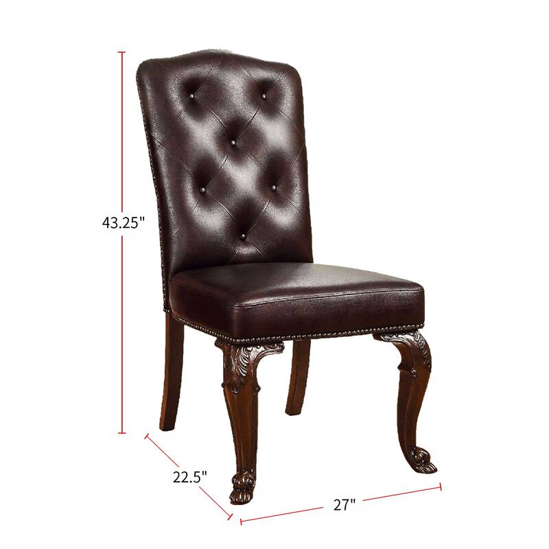 Set of 2 Dining Side Chair in Brown Cherry and Dark Brown
