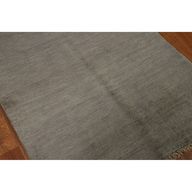 Hand Knotted Oriental 100% Wool Carpet Modern Modern Greys & Charcoal Gabbeh Area Rug - 4' 11'' X 3' 3''