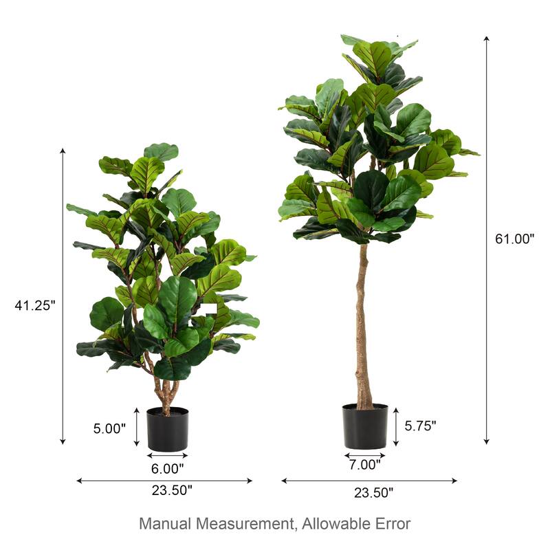 Glitzhome 3.5ft/5ft Artificial Fiddle Leaf Fig Tree Faux Plant with Pot