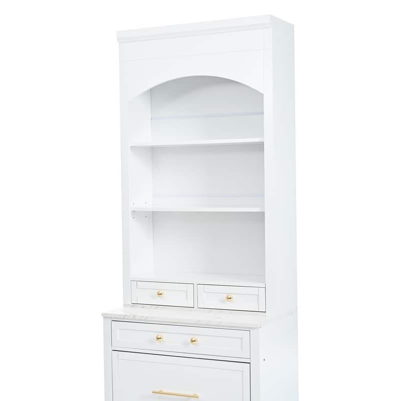 Modern Freestanding Tall Kitchen Pantry Kitchen Hutch with Storage Drawers and Adjustable Shelf