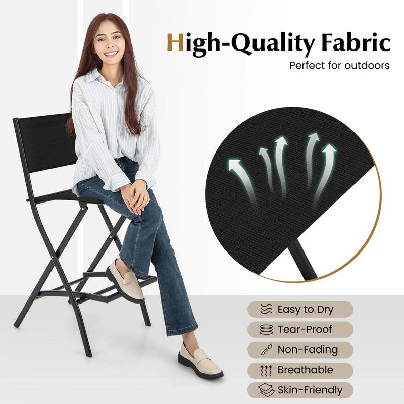 Costway Set of 4 Outdoor Bar Chair Folding Bar Height Stool with Metal - See Details
