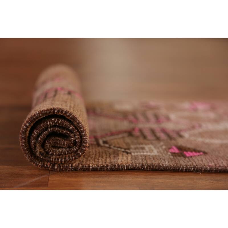 Hand Knotted Oriental 100% Wool Carpet Transitional Tribal Brown Anatolian Area Rug - 3' 2'' X 1' 5''