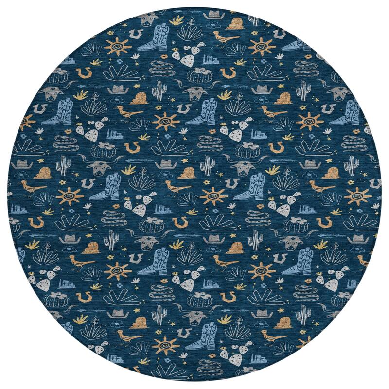 Machine Washable Indoor/ Outdoor Cowboy Ranch Chantille Rug