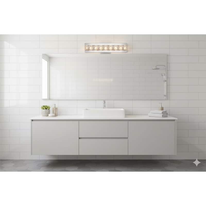 1-Light Chrome Wall Sconce With Clear Crystal Accents