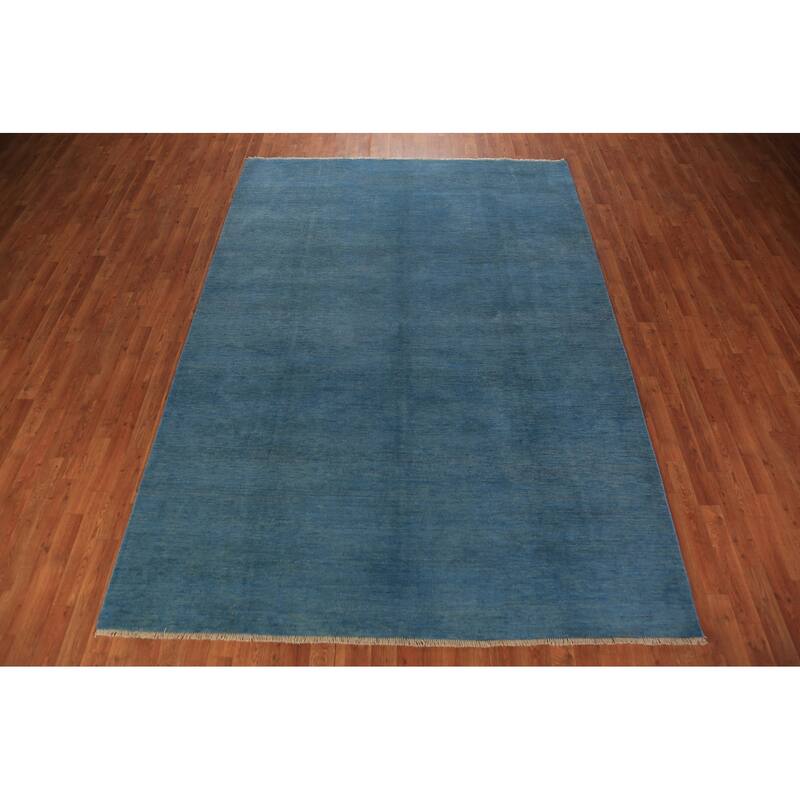 Light Blue Modern Gabbeh Oriental Area Rug Handmade Wool Carpet - 6'10" x 9'9"