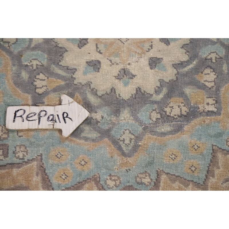 Hand Knotted Oriental 100% Wool Carpet Traditional Medallion Greys & Charcoal Tabriz Area Rug - 12' 5'' X 9' 7''