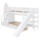 preview thumbnail 4 of 7, Twin-Over-Twin Castle Style Bunk Bed with 2 Drawers 3 Shelves and Slide