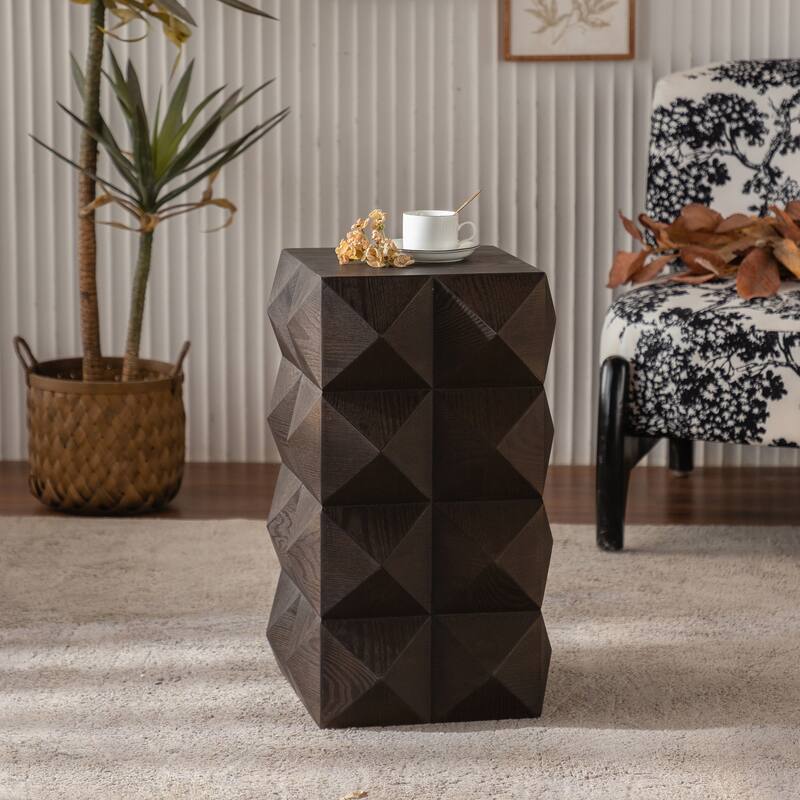 23.62" Height Three-dimensional Embossed Pattern Design Retro Side Table