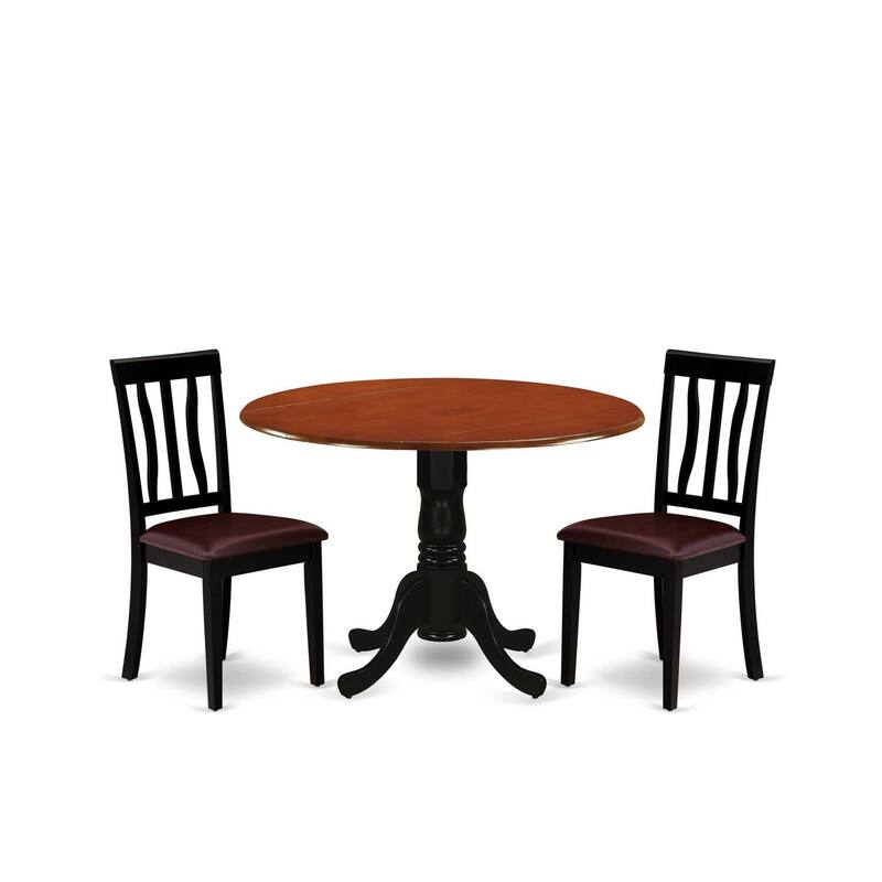 Kitchen Dining Set - Round Table with 2 Wood Chairs - Modern Dining Room Furniture