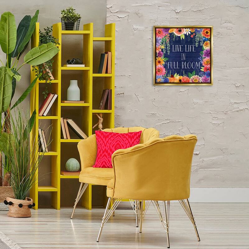 Stupell Live Life in Full Bloom Framed Floater Canvas Wall Art Design By Nicole DeCamp
