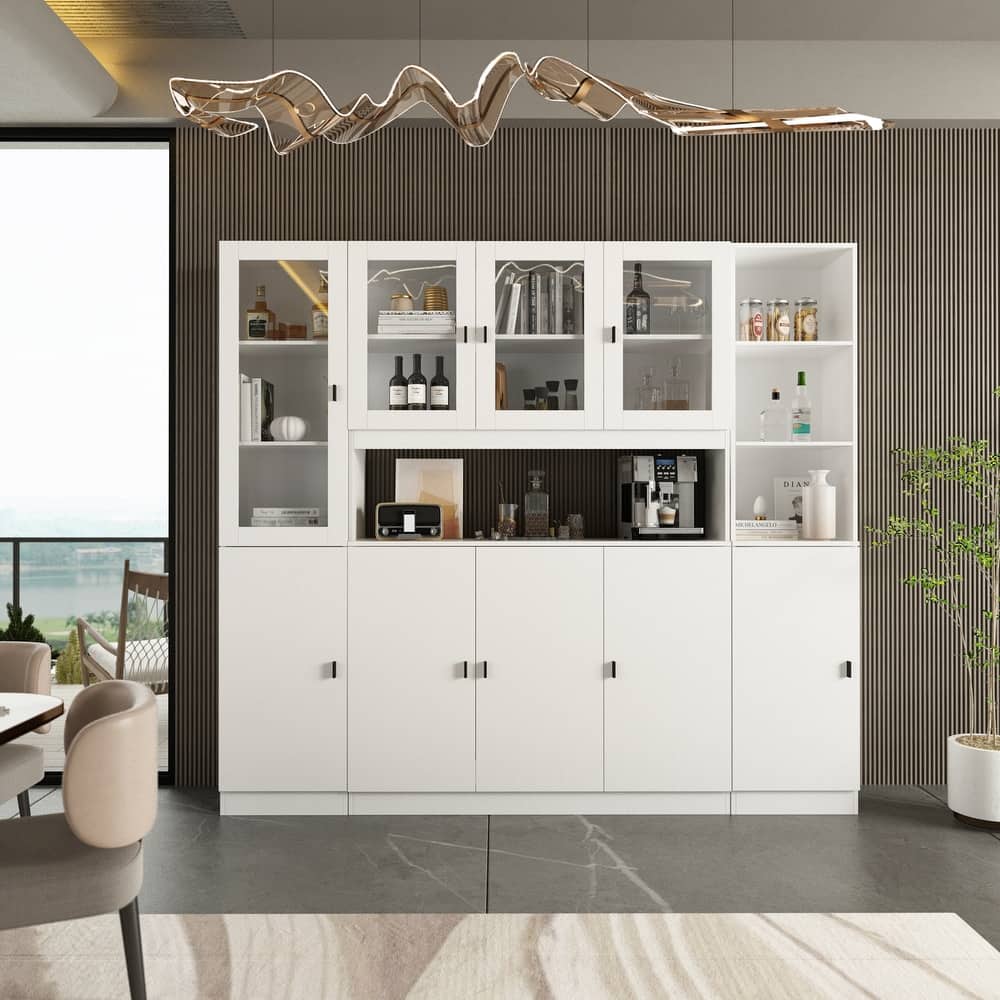 Timechee Combined Bookcase Kitchen Cabinet Display Cabinet Pantry