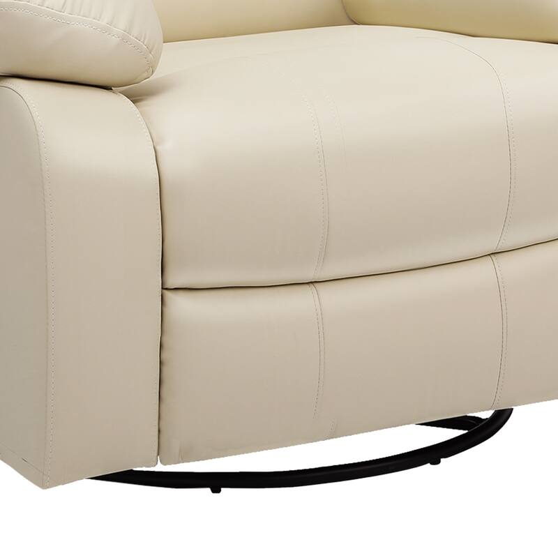 Moasis Beige Faux Leather Oversized Rocker Recliner Chair with Heat and Massage