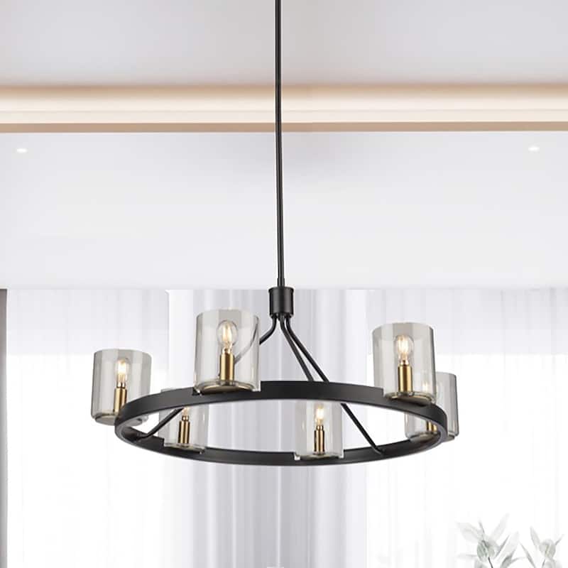 Salinas Collection 6-Light Chandelier, Black and Brass