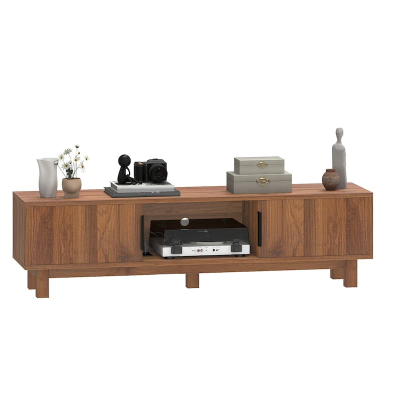 Moasis 59"W Fluted TV Stands for TVs up to 65 Inches, Entertainment Center with Power Outlets