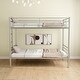 preview thumbnail 11 of 9, Grey+Silver Twin over Twin Metal Bunk Bed with Ladder and High Guardrail