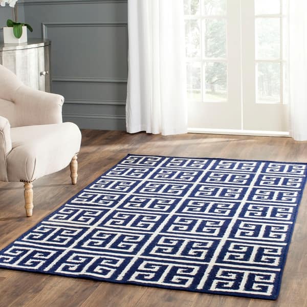 slide 1 of 99, SAFAVIEH Handmade Flatweave Dhurries Renae Modern Wool Rug 3' x 5' - Navy/Ivory