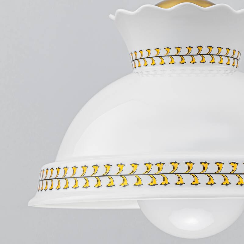 8.46 in. White Ceramic 1-Light Pendant, Adjustable Hanging Chandelier