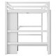 preview thumbnail 22 of 22, Full Size Loft Bed with Bulit-in Desk and Multifunction Storage Shelves, Wooden Loft Bedframe with Ladder and Guardrail