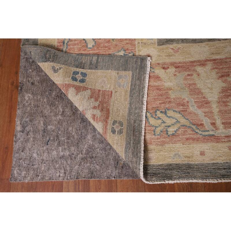 Vegetable Dye Oushak Turkish Area Rug Hand-Knotted Grey Wool Carpet - 9'2" x 11'0"