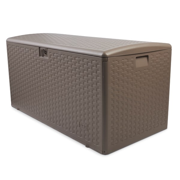 slide 1 of 8, Plastic Development Group 99-Gallon Resin Outdoor Storage Deck Box, Driftwood - 99 Gallon