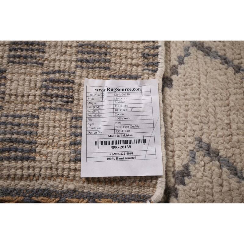 Trellis Ivory Moroccan Area Rug Handmade Wool Carpet - 5'11"x 10'3"